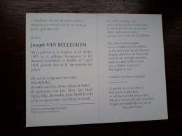 Joseph Van Belleghem ° Sint-Andries 1907 + Knokke 1994 X Elza Bonte - Décès