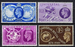 GROSSBRITANNIEN GRANDE BRETAGNE GB 1949  KING GEORGE VI UPU SET 4 V MNH SG 499-502 SC 276-279 MI 241-44 YT 246-249 - Ongebruikt