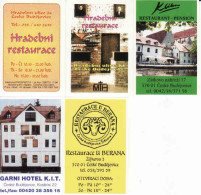 Czech Republic, 5 Matchbox Labels České Budejovice, Hradební Restaurace Restaurace U Berana, Pension Klika, GARNI HOTEL - Cajas De Cerillas - Etiquetas