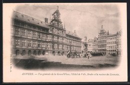 AK Anvers, Vue Générale De La Grand`Place, L`Hôtel De Ville, Brabo Et La Maison Des Serments  - Sonstige & Ohne Zuordnung