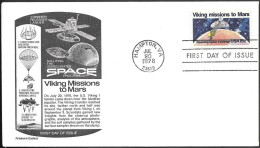 US Space FDC Cover 1978. Probe Viking 1" And "Viking 2" Landing On Planet Mars - USA