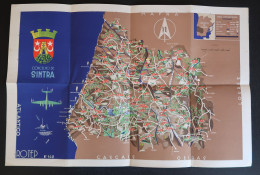 Portugal Dépliant Touriste Avec Carte Sintra 1949 Train Granja Marques Aérodrome Plane Airbase Tourist Flyer With Map - Toeristische Brochures