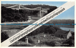 R139528 Menai Suspension Bridge. Llanfair Church. Dennis. Multi View - Mundo