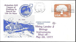 US Space Cover 1977. "Viking 2" Mars Lander In Search For Life. Pasadena - USA