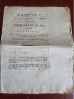 VIEUX PAPIERS CONVENTION RAPPORT CONVOCATION DES ASSEMBLEES PRIMAIRES BARRERE 1793 AN II DE LA REPUBLIQUE - Documents Historiques