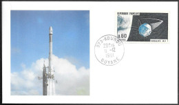 France Kourou Space Cover 1991. Satellite "Telecom 2A" "Inmarsat 2 F3" Launch. Ariane 44L - Europa