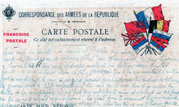 CP- Correspondance Des  Armées De La République -  7 Drapeaux - - Oorlog 1914-18