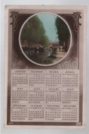 CPA - Nouvel-An - Calendrier 1910 - Canal Avec Péniche Tirée Par Des Chevaux Sur Le Chemin De Halage - Circulée - Nouvel An