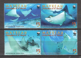St Vincent Grenadines (Mayreau) 2009 Mi 46-49 In Pairs MNH WWF - SPOTTED EAGLE RAY - Nuevos