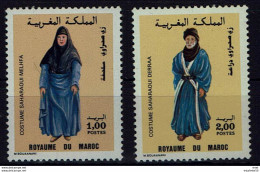 Maroc;  1987; 2 TP N°1035/36 ; Neuf**,MNH;  " Costumes Traditionnels "Morocco;Marruecos - Eisenbahnen