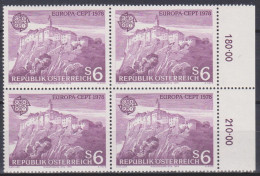 1978 , Mi 1573 ** (3) - 4er Block Postfrisch -  EUROPA : Baudenkmäler - Riegersburg (Steiermark) - Neufs