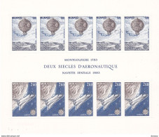 MONACO 1983 Europa, Espace, Montgolfière, Navette Challenger Yvert BF 25, Michel Bl 23 NEUF** MNH Cote Yv 25 Euros - Unused Stamps