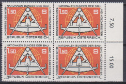 1978 , Mi 1579 ** (2) - 4er Block Postfrisch -  Kongreß Des Internationalen Bundes Der Bau- Und Holzarbeiter - Wien - Nuevos