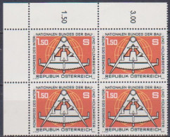 1978 , Mi 1579 ** (4) - 4er Block Postfrisch -  Kongreß Des Internationalen Bundes Der Bau- Und Holzarbeiter - Wien - Unused Stamps