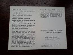 Joannes De Munck ° Dendermonde 1903 + Knokke-Heist 1974 X Rosa Van Vlemmeren (Fam: Herssens - De Grauw) - Obituary Notices