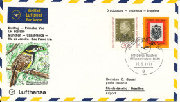 Germany Cover First Lufthansa Flight LH 508/509 München - Casablanca - Rio De Janeiro - Sao Paulo 13-5-1971 - Covers & Documents