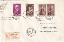 FRANCE - Lettre Recommandée Du 25/7/39 Avec4 Commémoratifs - 1921-1960: Modern Period