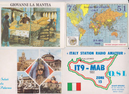 Italy Station Radio Amateur Carte QSL Card Palermo Giovanni La Mantia Imola Massa Lombarda Cyprus Lot De 3 Cartes - Radio Amatoriale