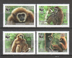 Laos 2008 Mi 2062-2065A MNH WWF - WHITE HAND GIBBONS - Ongebruikt