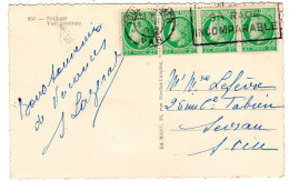 1949  C P  Bande De 4 Mazelin Vert De 2f Envoyée à SEVRAN - Lettres & Documents