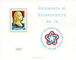 CHILE 1976 Mi 857 BICENTENARY OF AMERICAN REVOLUTION MINT MINIATURE SHEET ** - Independecia USA