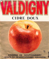 ALIMENTATION ETIQUETTES VALDIGNY CIDRE DOUX CIDREDRIE SAINTE FOY MONTGOMMERY 10 X 12 CM - Alcoli E Liquori