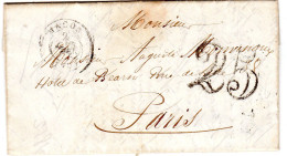 1852  CAD T 15 De MACON   Surtaxée De 25c Envoyée à PARIS - Covers & Documents