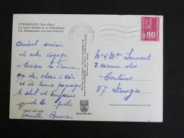 STRASBOURG CENTRE DE TRI - BAS RHIN - FLAMME MUETTE SUR MARIANNE BEQUET - PLACE KLEBER ET LA CATHEDRALE - Mechanical Postmarks (Advertisement)