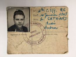 Air France  - Carte Personnelle Service Administratif. 1948 - Membership Cards