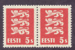 Estonia 1928, Coat Of The Arms 5s, Pair With Error Stamp E7, 5 Paws Leopard, MNH - Estonie