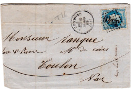 1869  CAD T 16 De SAINT CHAMOND  G C 3540  Envoyée à TOULON - 1849-1876: Klassik