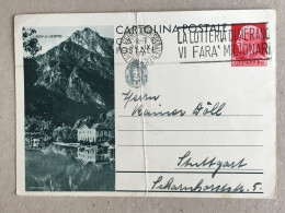 Italia Italy - 1933 Lago Di Ledro Stuttgart Postal Stationery Lotteria Di Merano Stamp Meran Loterie Lottery Lotterie - Postwaardestukken