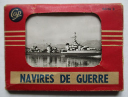 POCHETTE CAP COMPLETE 10 PHOTOS NAVIRES DE GUERRE . PORTE AVIONS CROISEUR FRÉGATE SOUS-MARIN ... - War, Military