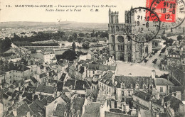 P4-78-MANTES LA JOLIE -PANORAMA PRIS DE LA TOUR ST MACLOU NOTRE DAME ET PONT - Mantes La Jolie