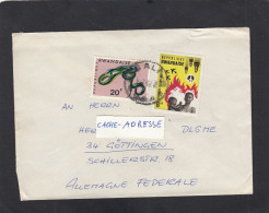 DEUTSCHE WELLE RELAISTATION, KIGALI. LETTRE AVEC TIMBRES "SERPENT/LUTTE CONTRE LES ARMES NUCLEAIRES",1967. - Covers & Documents