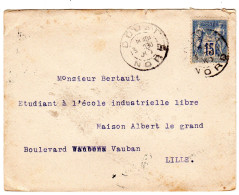 1900  CAD De DOUAI   Sur Type Sage 15c  Envoyée à LILLE - Storia Postale