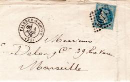 1870  CAD T 17 De VALENCE Sur RHONE  G C 4077 Envoyée à MARSEILLE - 1849-1876: Klassik