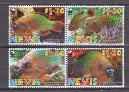 Nevis 2007 Mi 2208-2211 In Pairs MNH WWF - RAINBOW PARROT FISH - Unused Stamps