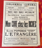 Affichette Programme Colombia Cinéma  Colombes 1932 Mon Curé Chez Les Riches Jim Gerald L'Etrangère Elvire Popesco - Programs