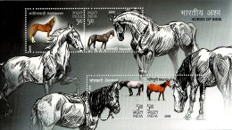 INDIA 2009 Mi BL 73 HORSES MINT MINIATURE SHEET ** - Blokken & Velletjes