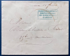 Lettre En Franchise Griffe Bleue Verte “ MAISON DE L'EMPEREUR / DIRECTION GÉNÉRALE / DES MUSÉES IMPÉRIAUX / CABINET " RR - 1853-1860 Napoléon III.