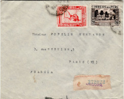 PERU 1938  R - LETTER SENT FROM AREQUIPA TO PARIS - Pérou