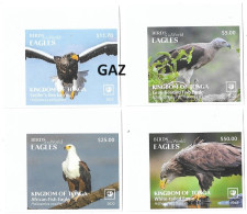 Tonga 2022, Eagles, 4val IMPERFORATED - Águilas & Aves De Presa