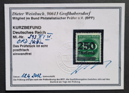 Deutsches Reich 1923, Mi 293II Plattenfehler VI, MNH(postfrisch) Befund Weinbuch - Nuovi