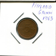 5 PENNY 1963 FINLANDIA FINLAND Moneda #AR334.E.A - Finlande