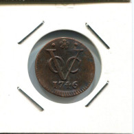 1746 HOLLAND VOC DUIT NIEDERLANDE OSTINDIEN NY COLONIAL PENNY #VOC2566.7.D.A - Indes Néerlandaises