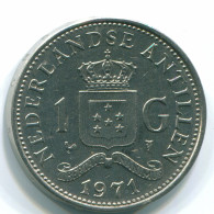 1 GULDEN 1971 NETHERLANDS ANTILLES Nickel Colonial Coin #S11964.U.A - Antille Olandesi