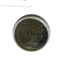 1752 HOLLAND VOC DUIT NETHERLANDS INDIES NEW YORK COLONIAL PENNY #VOC2135.10.U.A - Indes Néerlandaises