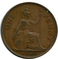 PENNY 1940 UK GROßBRITANNIEN GREAT BRITAIN Münze #BB024.D.A - D. 1 Penny