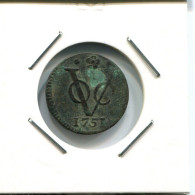 1751 HOLLAND VOC DUIT NETHERLANDS INDIES NEW YORK COLONIAL PENNY #VOC2709.7.U.A - Indie Olandesi